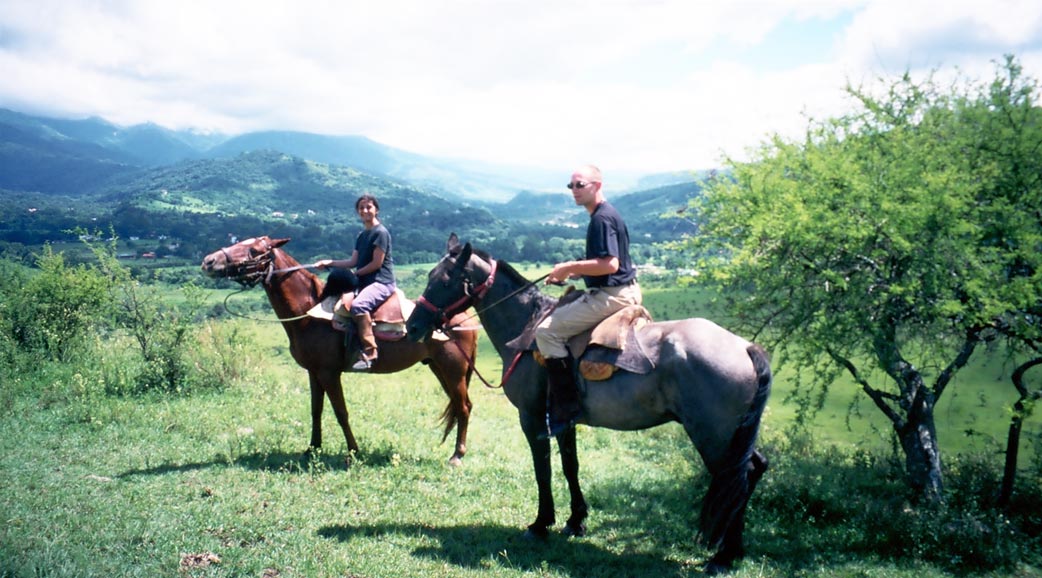 Priti and Volker riding through the surroundings of Salta