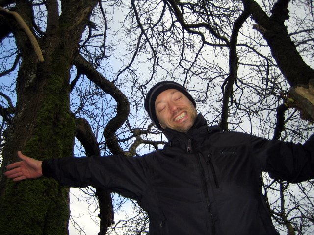 Volker happy in a tree