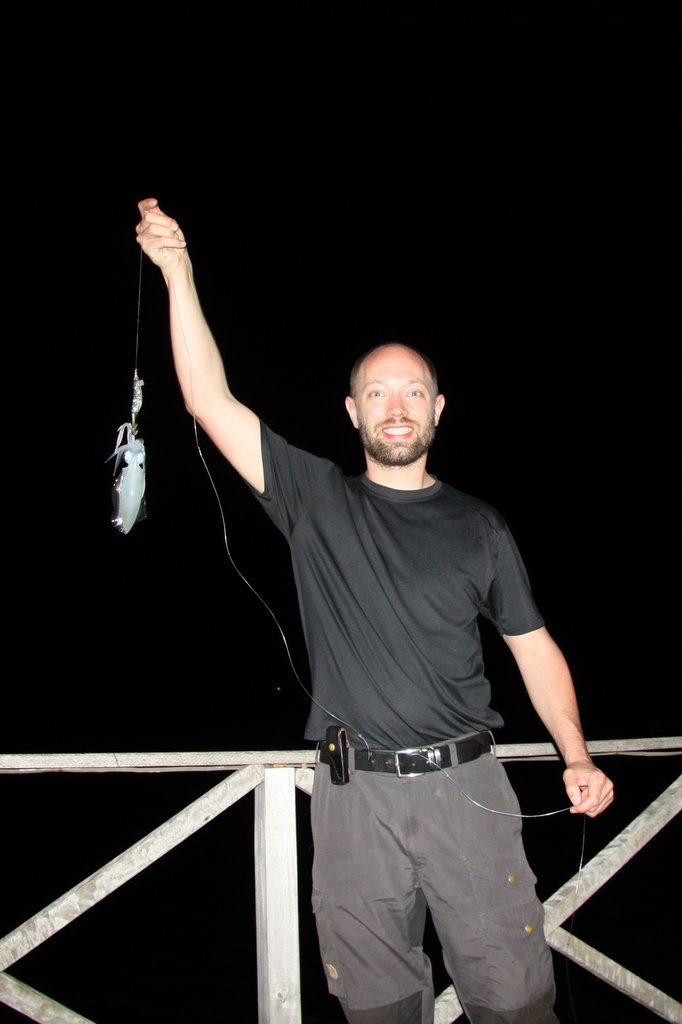 Zanzibar - Volker with a calamar on the fishing line