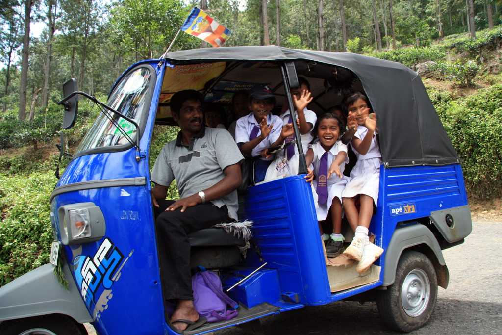 a tuctuc as a school bus near Ella, Sri Lanka