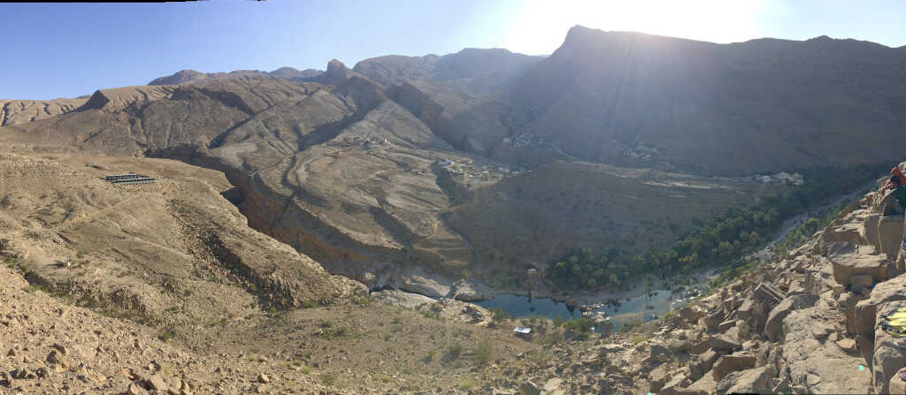 View of the natural outdoor pool of Miqil, Oman