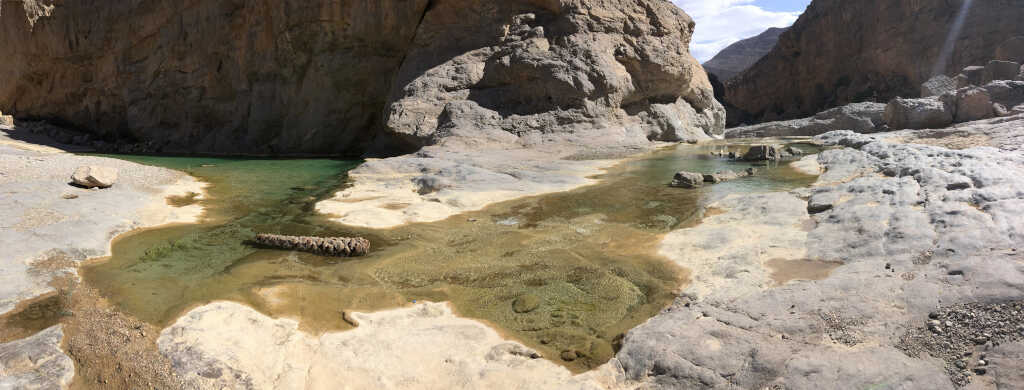 Rocky landscape in Wadi Bani Khalid, Oman