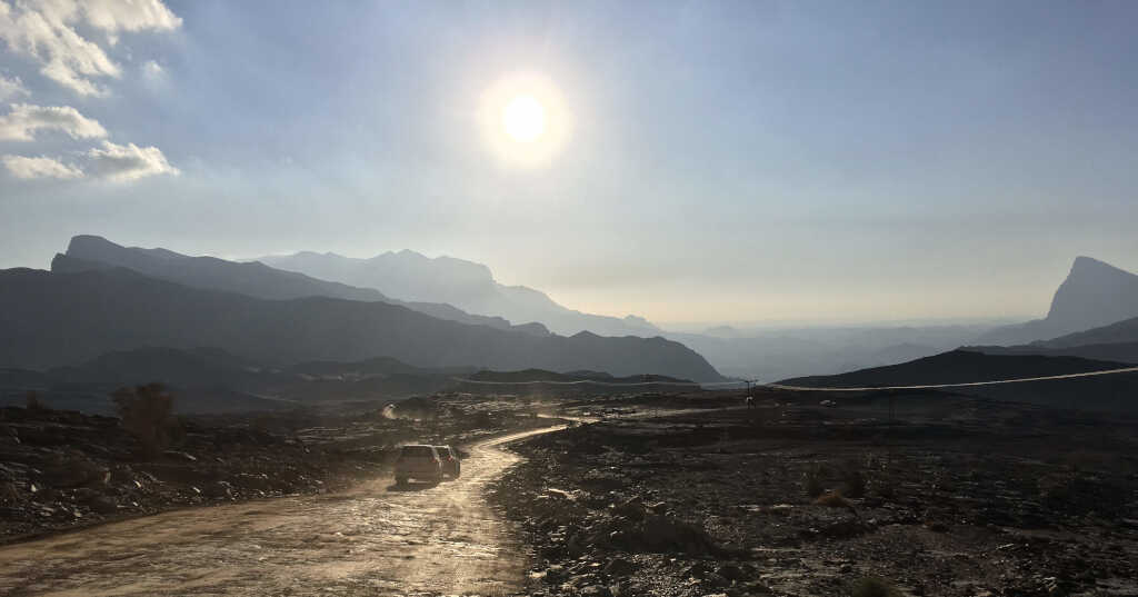 Sonnenuntergang auf dem Rückweg vom Jabal Shams, Oman