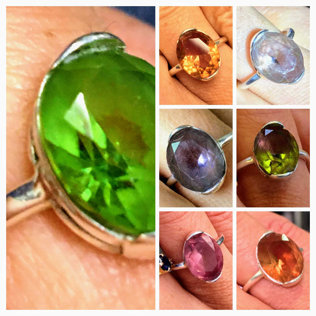 a zultanite ring in many different colors